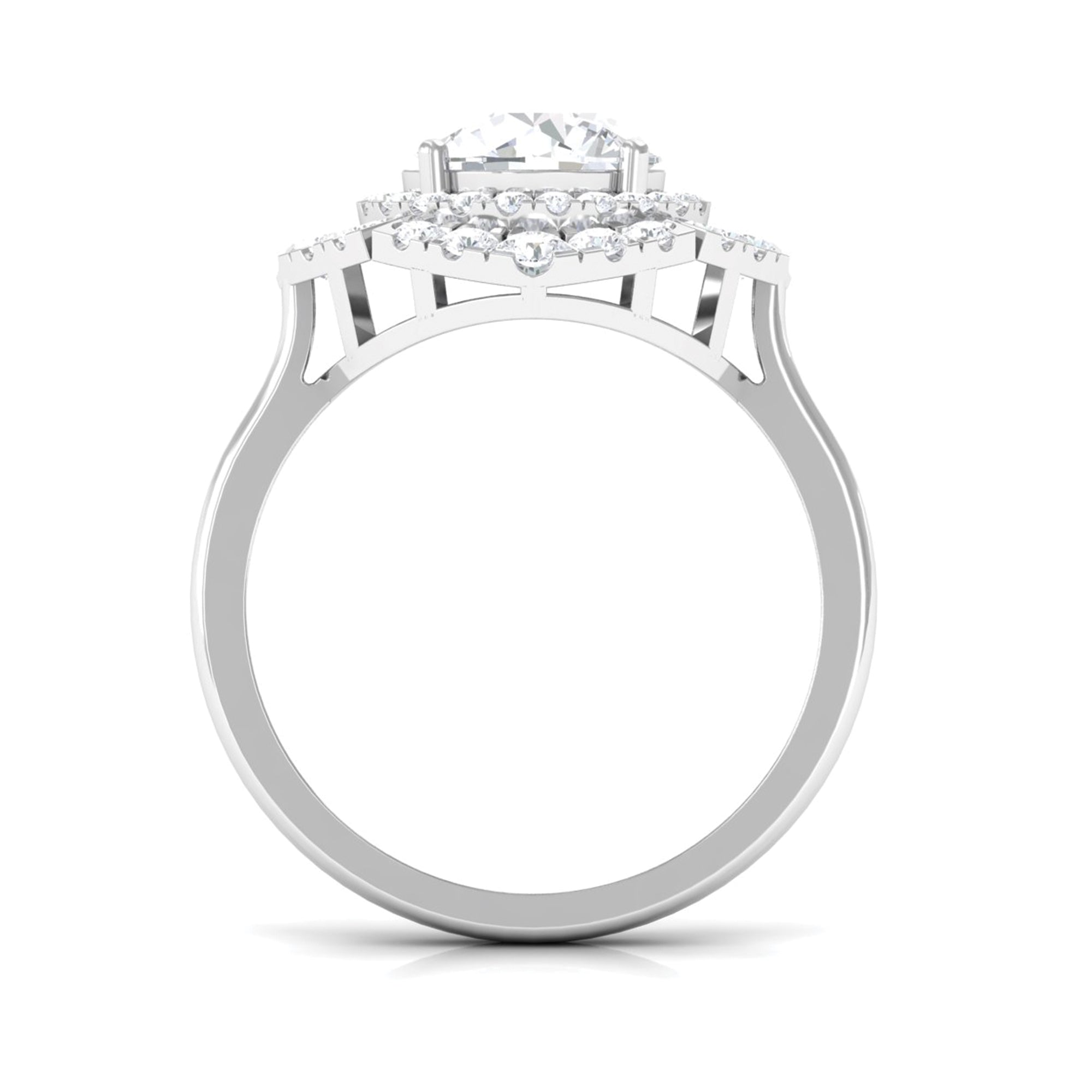 Rosec Jewels-3.25 CT Vintage Inspired Moissanite Engagement Ring with Double Halo