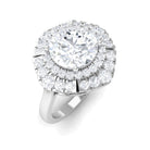 Rosec Jewels-3.25 CT Vintage Inspired Moissanite Engagement Ring with Double Halo