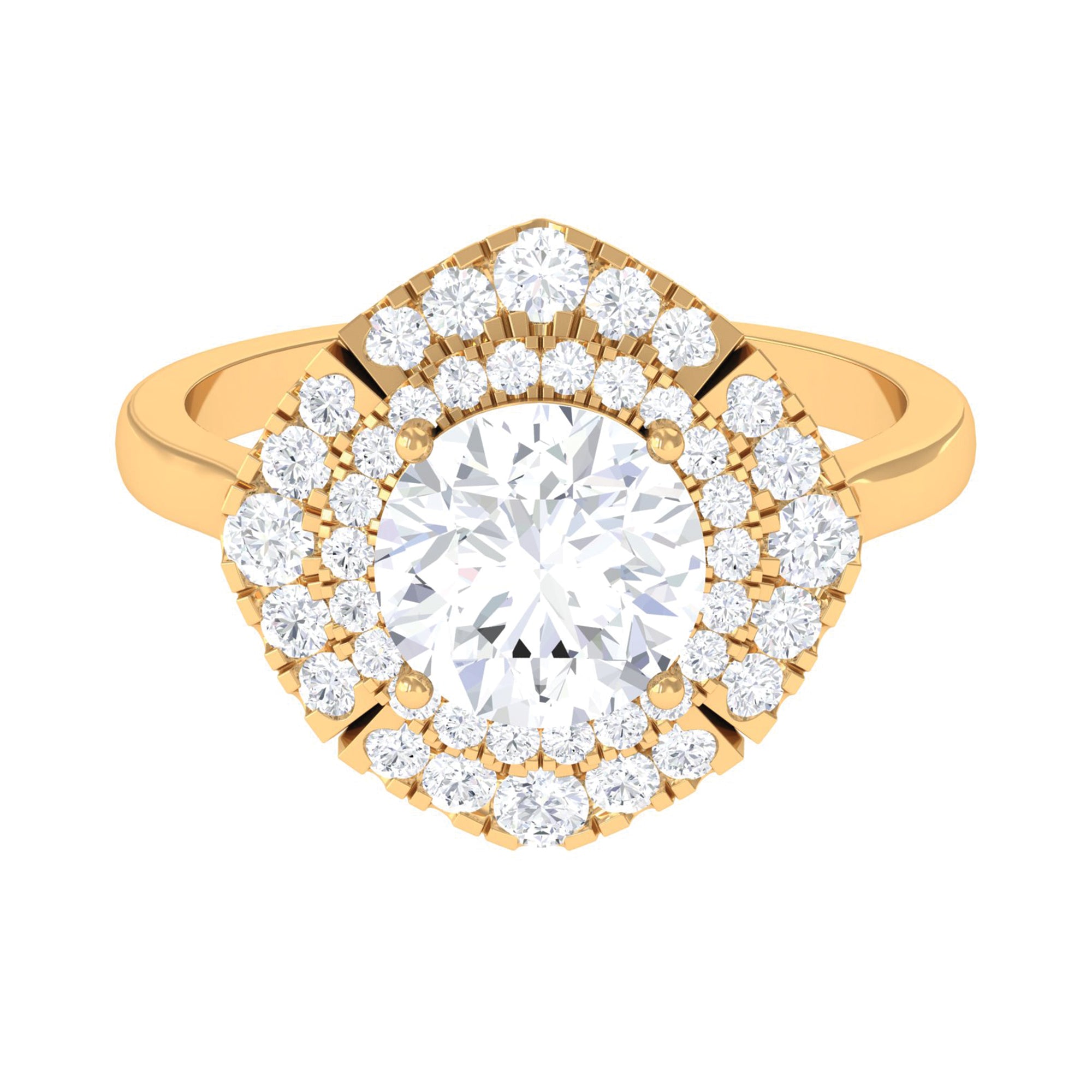 Rosec Jewels-3.25 CT Vintage Inspired Moissanite Engagement Ring with Double Halo