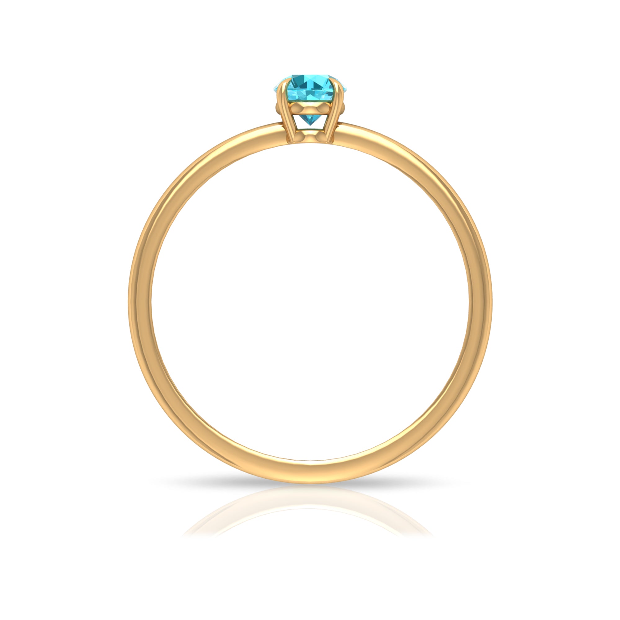 Minimal Solitaire Promise Ring with Round Swiss Blue Topaz in Claw Setting Swiss Blue Topaz - ( AAA ) - Quality - Rosec Jewels