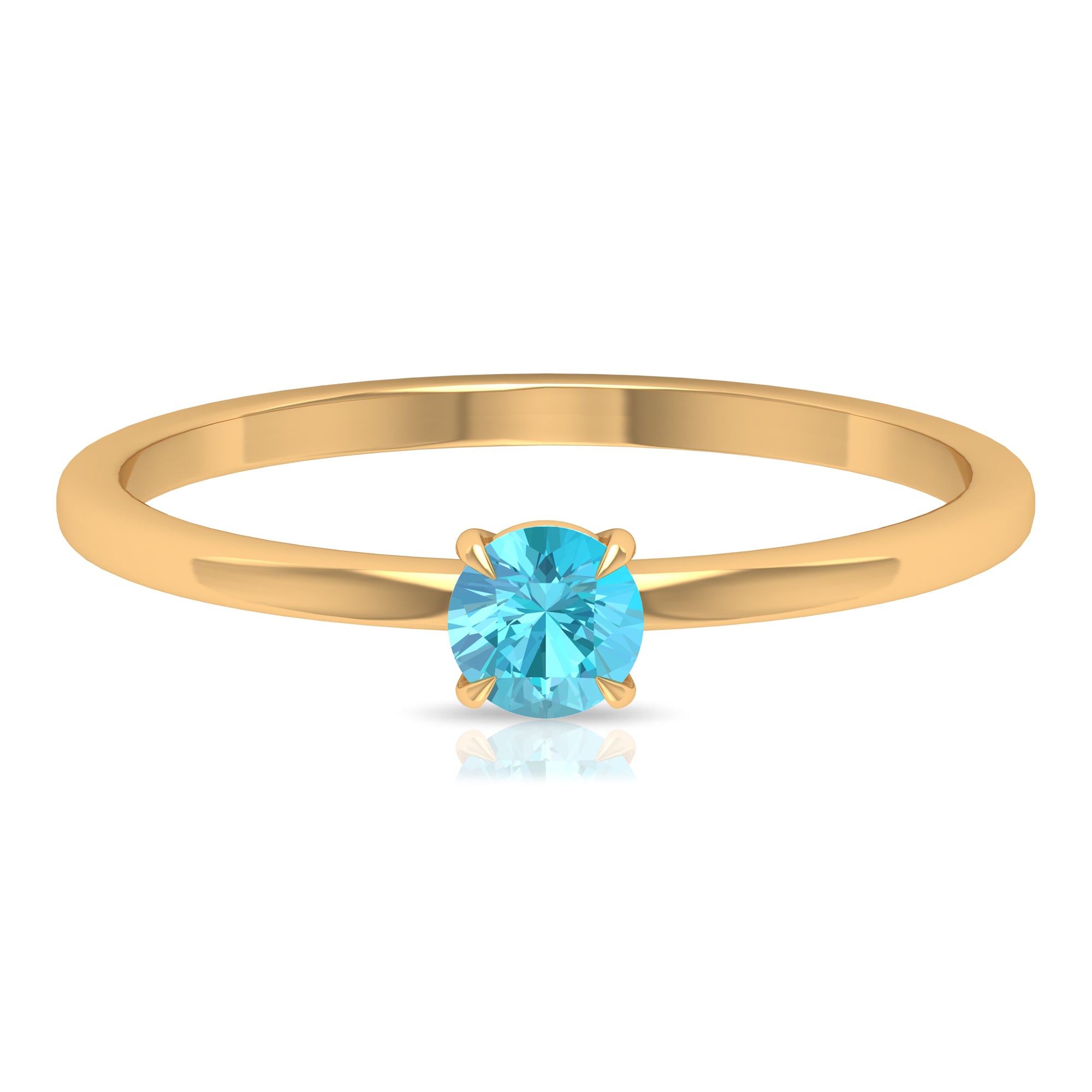 Minimal Solitaire Promise Ring with Round Swiss Blue Topaz in Claw Setting Swiss Blue Topaz - ( AAA ) - Quality - Rosec Jewels