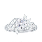 Rosec Jewels-1.5 CT Round and Marquise Moissanite Flower Engagement Ring in Claw Setting