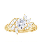 Rosec Jewels-1.5 CT Round and Marquise Moissanite Flower Engagement Ring in Claw Setting