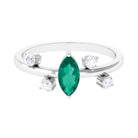 Rosec Jewels-Minimal Marquise Emerald Solitaire Ring with Diamond