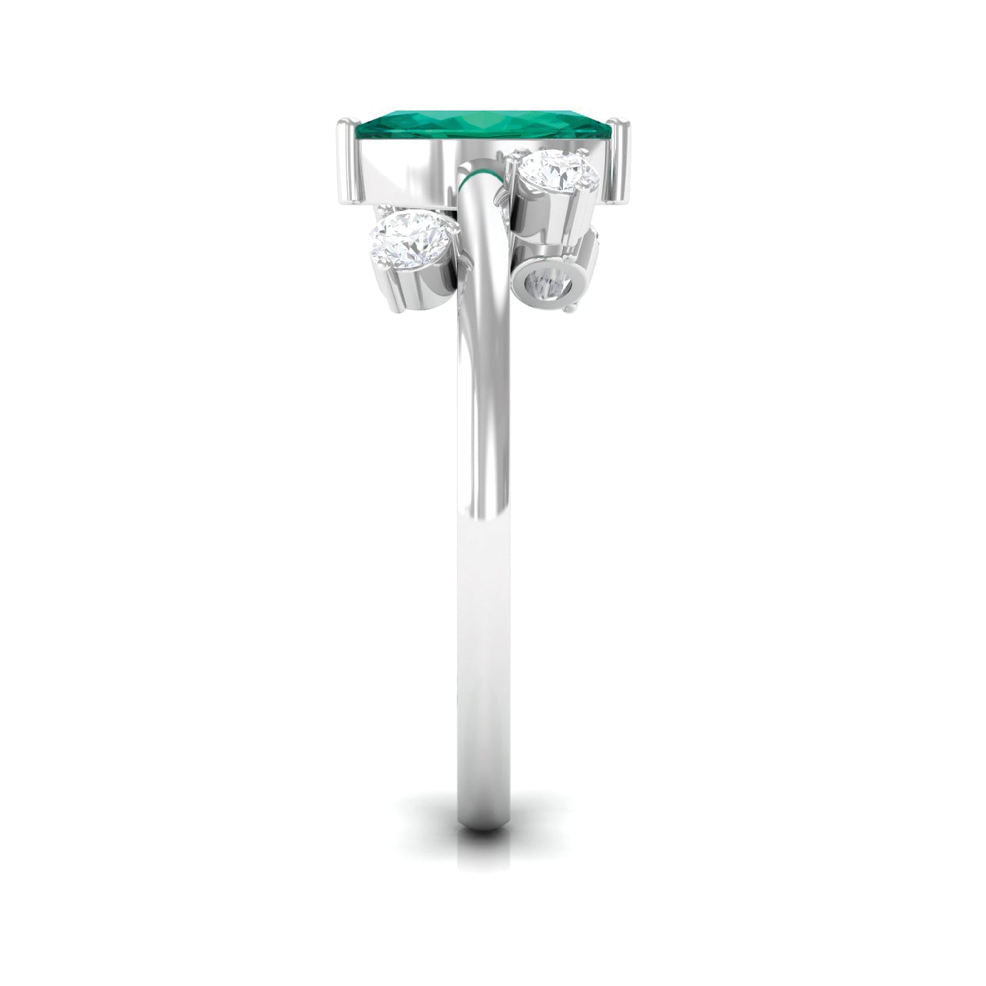 Rosec Jewels-Minimal Marquise Emerald Solitaire Ring with Diamond