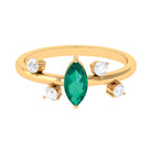 Rosec Jewels-Minimal Marquise Emerald Solitaire Ring with Diamond