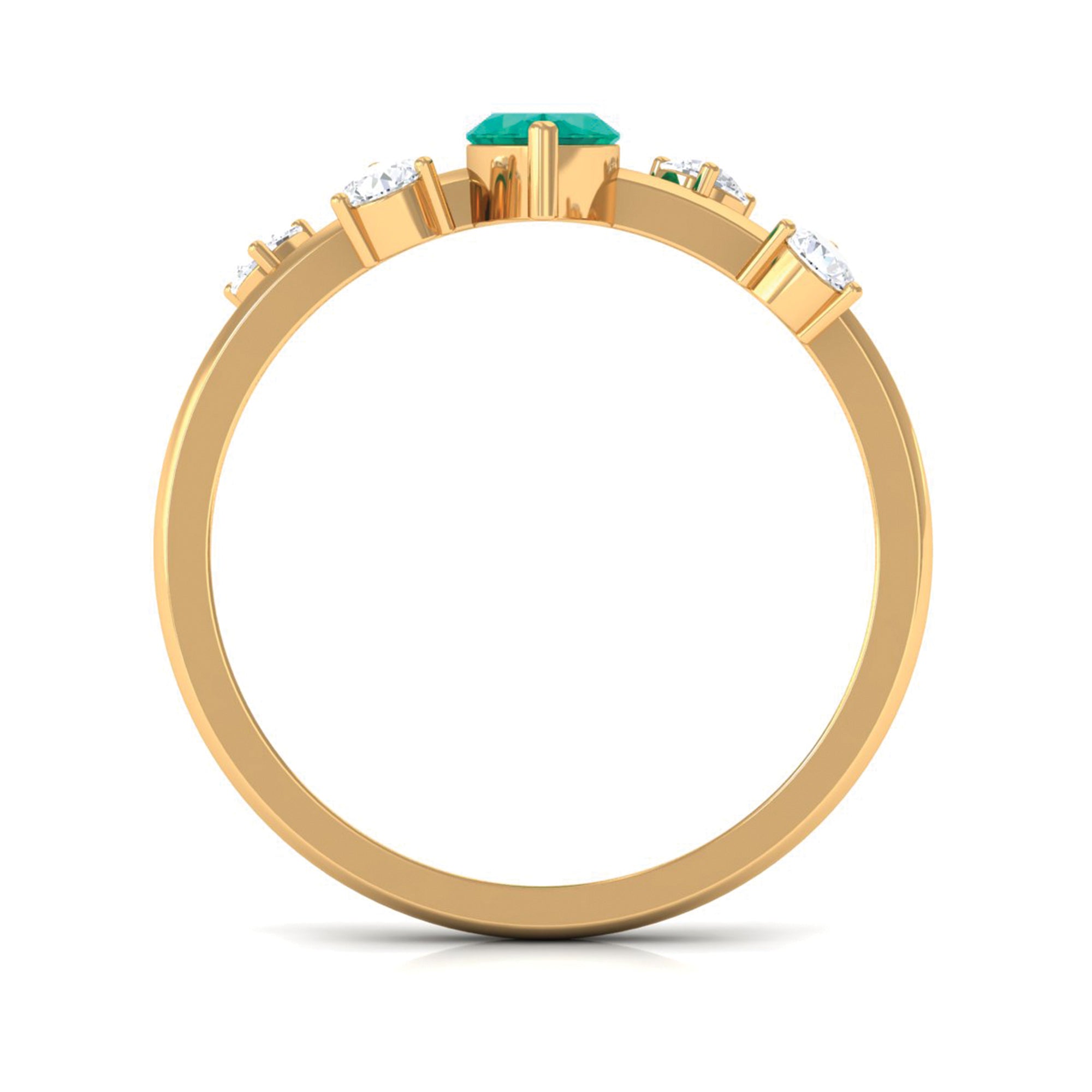 Rosec Jewels-Minimal Marquise Emerald Solitaire Ring with Diamond