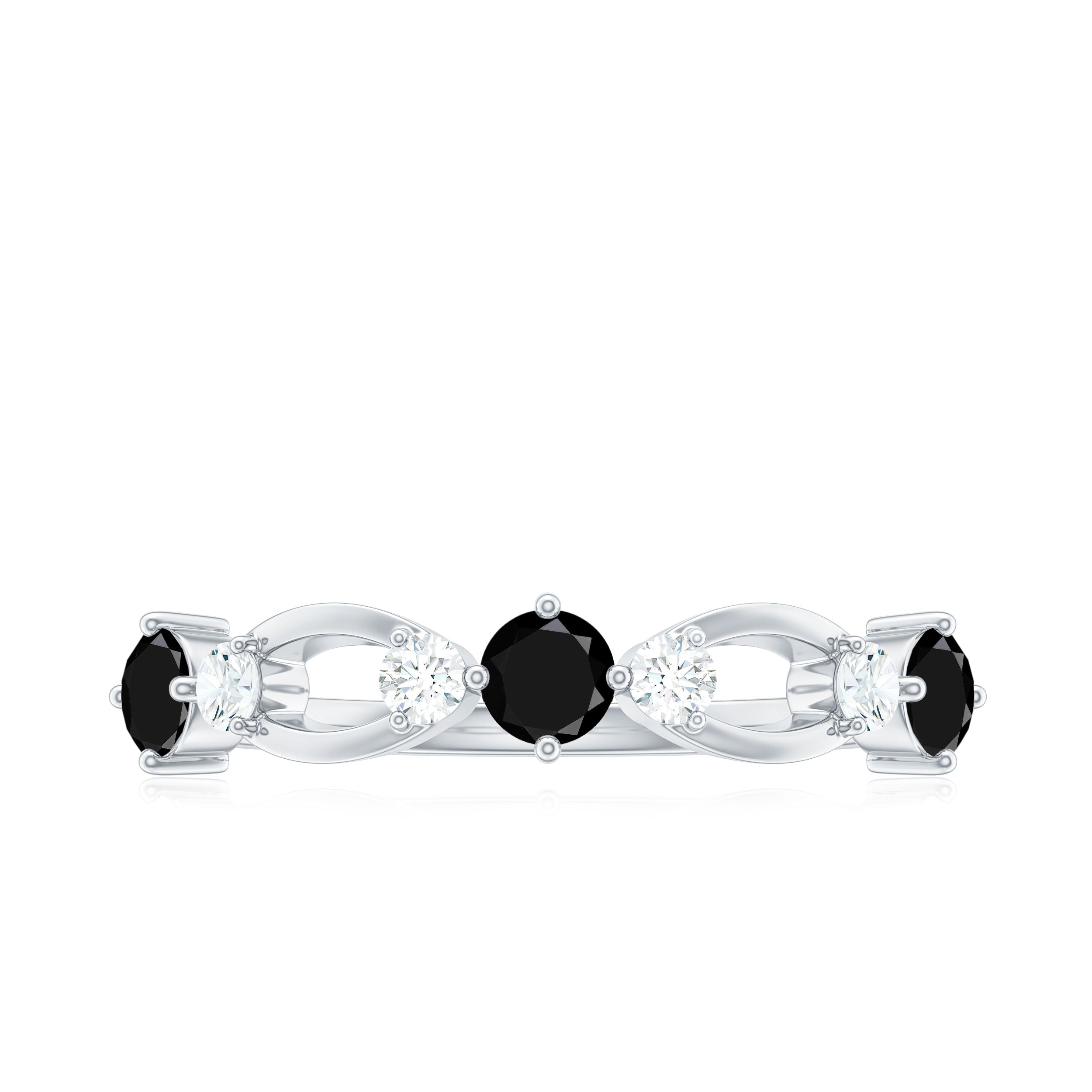 Rosec Jewels-Created Black Diamond and Diamond Minimal Promise Ring