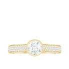 Rosec Jewels-Bezel Set Round Moissanite Solitaire Engagement Ring