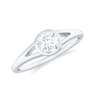 Rosec Jewels-Bezel Set Round Moissanite Solitaire Promise Ring in Split Shank