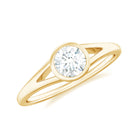 Rosec Jewels-Bezel Set Round Moissanite Solitaire Promise Ring in Split Shank