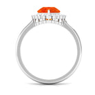 Rosec Jewels-Pear Cut Created Orange Sapphire and Diamond Halo Engagement Ring