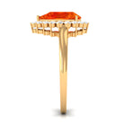 Rosec Jewels-Pear Cut Created Orange Sapphire and Diamond Halo Engagement Ring