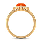 Rosec Jewels-Pear Cut Created Orange Sapphire and Diamond Halo Engagement Ring