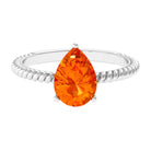 Rosec Jewels-Pear Cut Created Orange Sapphire Solitaire Engagement Ring