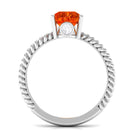 Rosec Jewels-Pear Cut Created Orange Sapphire Solitaire Engagement Ring