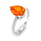 Rosec Jewels-Pear Cut Created Orange Sapphire Solitaire Engagement Ring