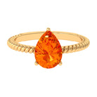 Rosec Jewels-Pear Cut Created Orange Sapphire Solitaire Engagement Ring