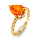 Rosec Jewels-Pear Cut Created Orange Sapphire Solitaire Engagement Ring