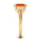 Rosec Jewels-Created Orange Sapphire Solitaire Engagement Ring with Diamond Accent