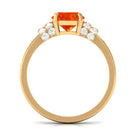 Rosec Jewels-Created Orange Sapphire Solitaire Engagement Ring with Diamond Accent