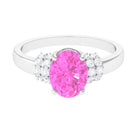 Rosec Jewels-Created Pink Sapphire Oval Engagement Ring with Diamond Accent