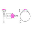 Rosec Jewels-Created Pink Sapphire Oval Engagement Ring with Diamond Accent