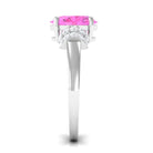 Rosec Jewels-Created Pink Sapphire Oval Engagement Ring with Diamond Accent