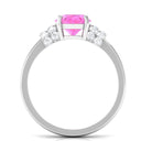 Rosec Jewels-Created Pink Sapphire Oval Engagement Ring with Diamond Accent