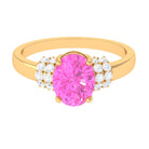 Rosec Jewels-Created Pink Sapphire Oval Engagement Ring with Diamond Accent