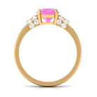 Rosec Jewels-Created Pink Sapphire Oval Engagement Ring with Diamond Accent