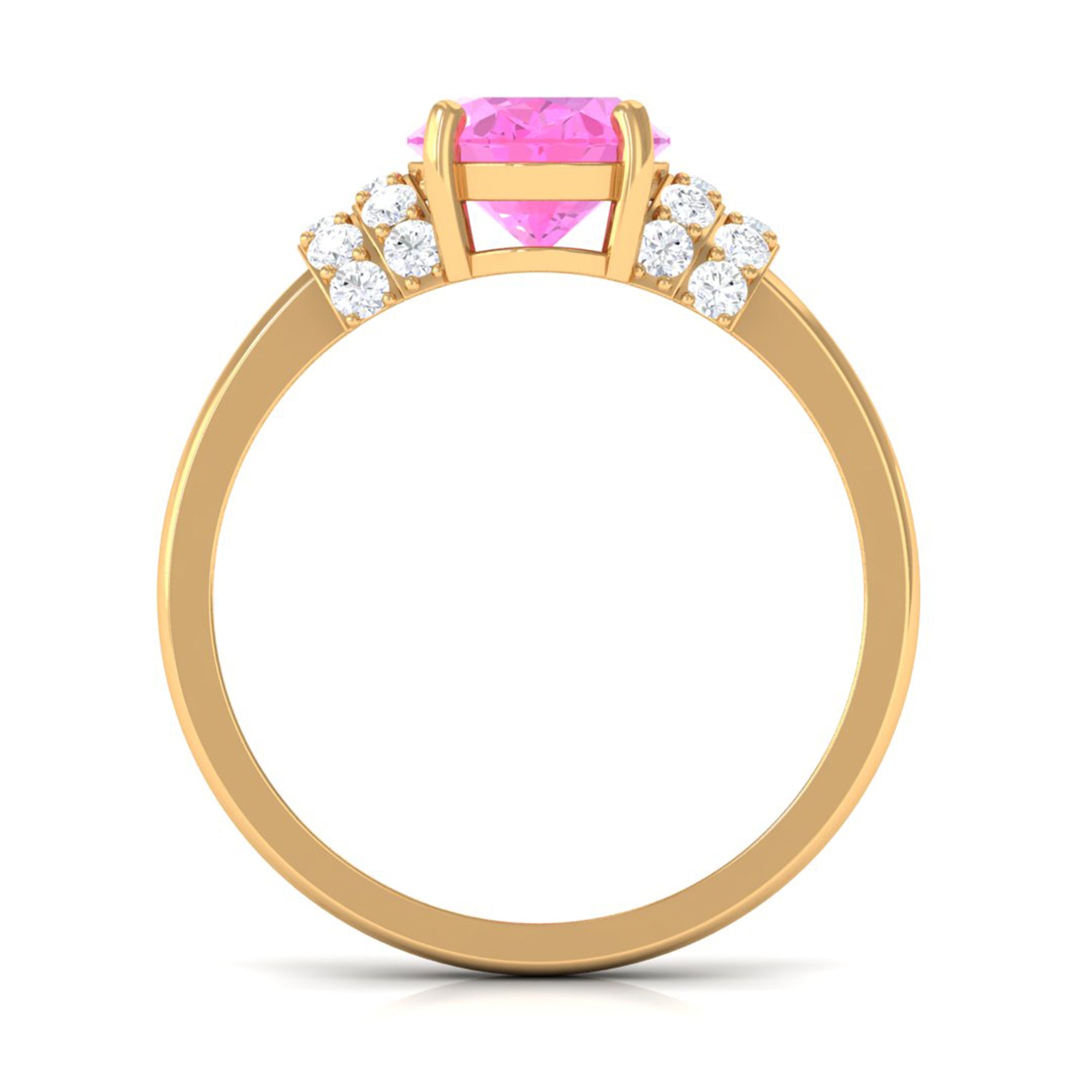 Rosec Jewels-Created Pink Sapphire Oval Engagement Ring with Diamond Accent