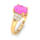 Rosec Jewels-Created Pink Sapphire Oval Engagement Ring with Diamond Accent