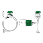 Rosec Jewels-Princess Cut Created Emerald Solitaire Bypass Engagement Ring