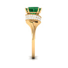 Rosec Jewels-Princess Cut Created Emerald Solitaire Bypass Engagement Ring