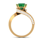 Rosec Jewels-Princess Cut Created Emerald Solitaire Bypass Engagement Ring