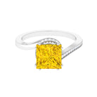 Rosec Jewels-Lab Grown Yellow Sapphire Bypass Engagement Ring with Moissanite