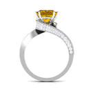 Rosec Jewels-Lab Grown Yellow Sapphire Bypass Engagement Ring with Moissanite