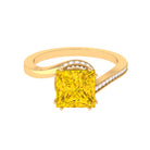 Rosec Jewels-Lab Grown Yellow Sapphire Bypass Engagement Ring with Moissanite