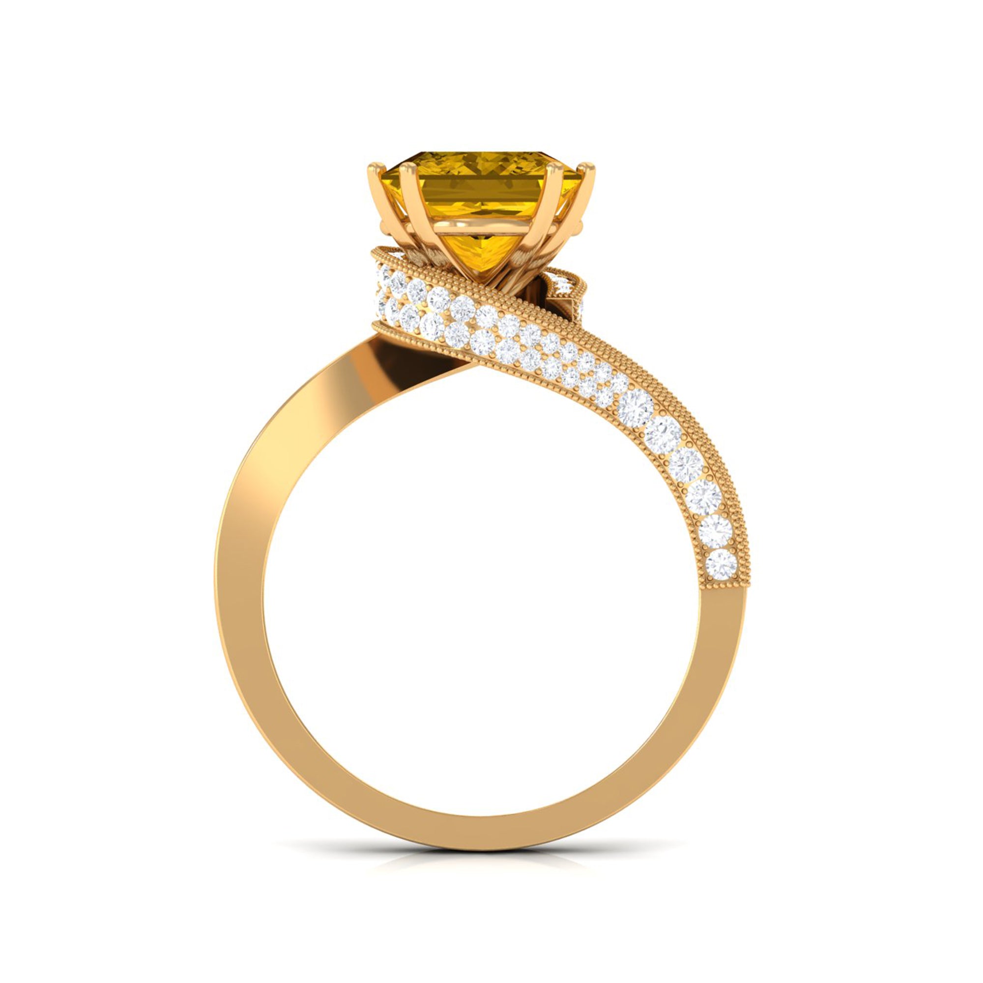 Rosec Jewels-Lab Grown Yellow Sapphire Bypass Engagement Ring with Moissanite