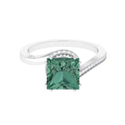 Rosec Jewels-Created Green Sapphire Bypass Engagement Ring with Moissanite