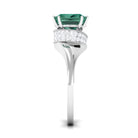 Rosec Jewels-Created Green Sapphire Bypass Engagement Ring with Moissanite