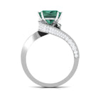 Rosec Jewels-Created Green Sapphire Bypass Engagement Ring with Moissanite