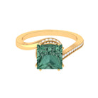 Rosec Jewels-Created Green Sapphire Bypass Engagement Ring with Moissanite