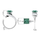 Rosec Jewels-Created Green Sapphire Bypass Engagement Ring with Moissanite