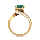 Rosec Jewels-Created Green Sapphire Bypass Engagement Ring with Moissanite