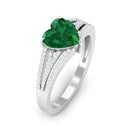 Rosec Jewels-Created Emerald Heart Engagement Ring with Diamond