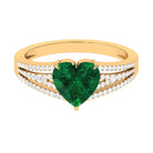 Rosec Jewels-Created Emerald Heart Engagement Ring with Diamond