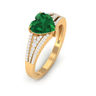 Rosec Jewels-Created Emerald Heart Engagement Ring with Diamond