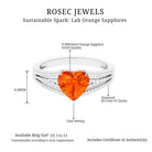 Rosec Jewels-Created Orange Sapphire Heart Engagement Ring with Diamond